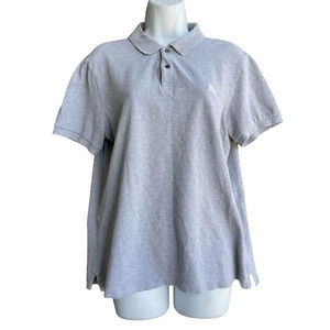 BURBERRY BRIT Women’s Polo Shirt L Gray Short Sleeve Logo Embroidered Preppy